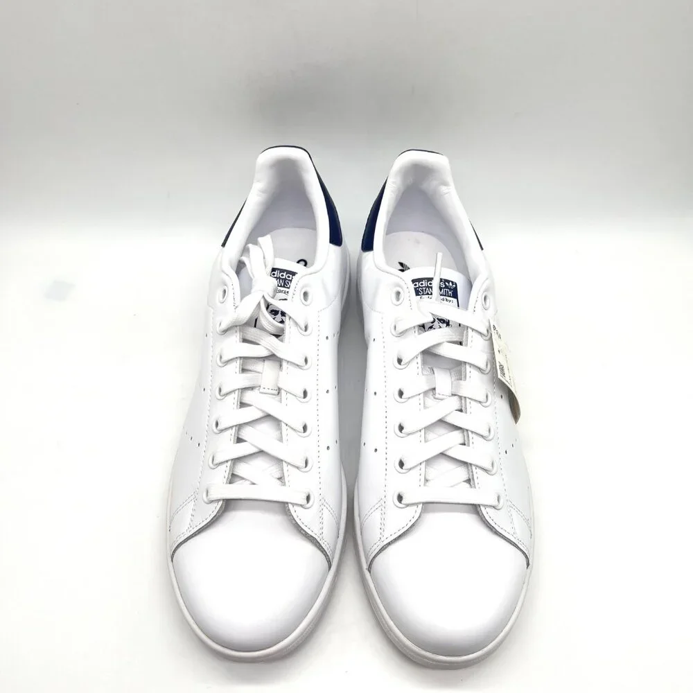 Adidas Originals Womens Size 11‎ Stan Smith White Navy Blue Sneakers Shoes